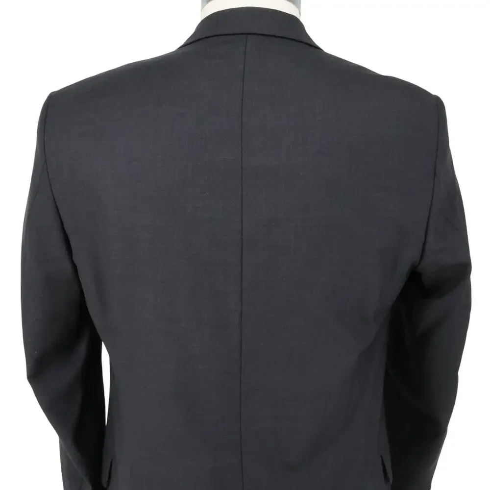 Calvin Klein Sport Coat Mens 40L Dark Gray Wool Jacket Lined Blazer Preppy